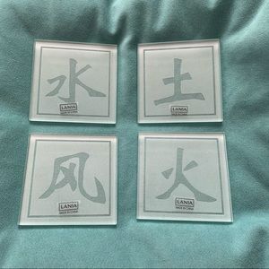 NWT Asian Elements Frosted Glass Coasters